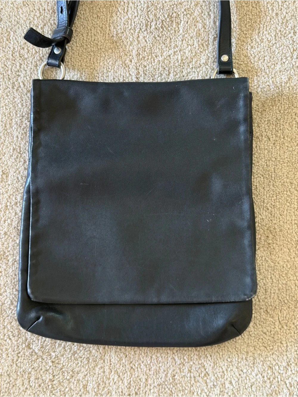 Vintage Coach Black Glove Tanned Leather Flap Messenger Crossbody Bag 9458